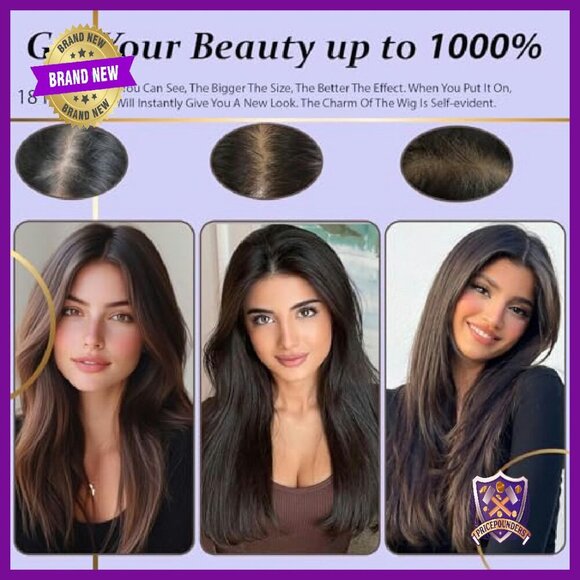 18 Inch Hair Topper with 3D Side Bangs for Thinning Hair main image 5